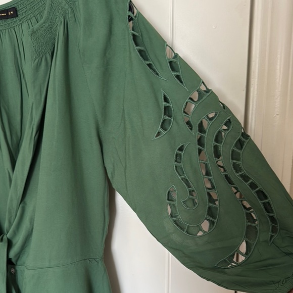 Vix Paula Hermanny Alice Short Chemise Cover Up - Green - Size S-Petite - Picture 4 of 6